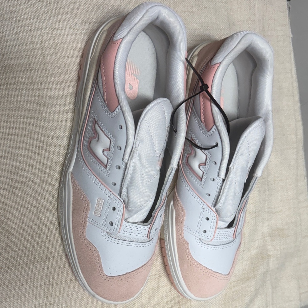 New Balance Blush and White Sneakers